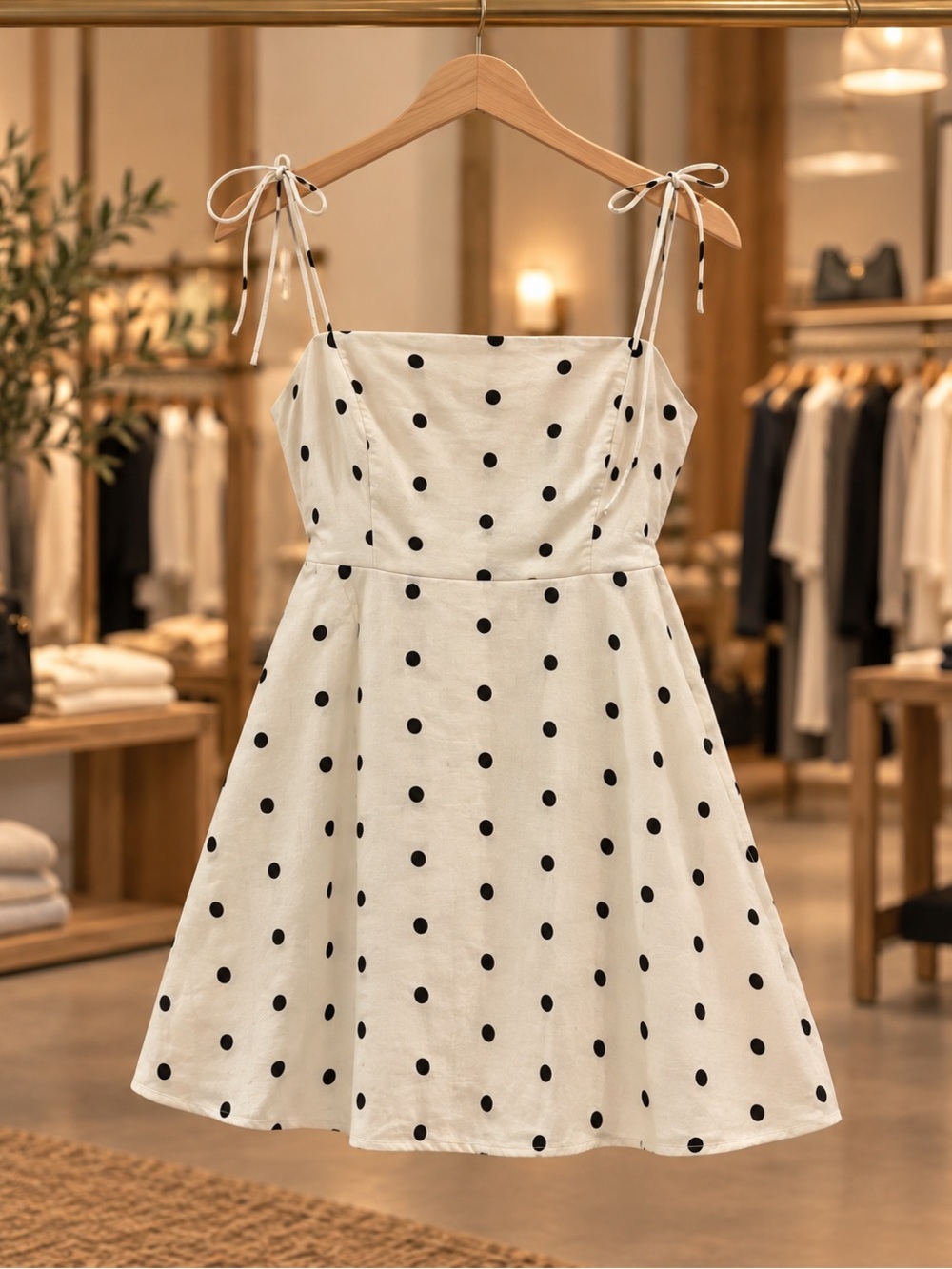 Old Navy Fit & Flare Tie-Strap Printed Mini Dress White & Black Medium